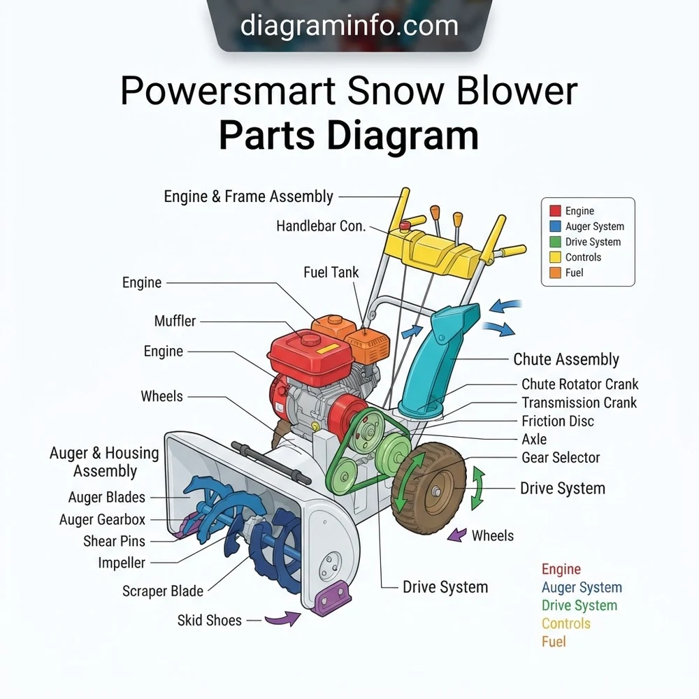 powersmart snow blower parts diagram diagram with labeled components and explanations