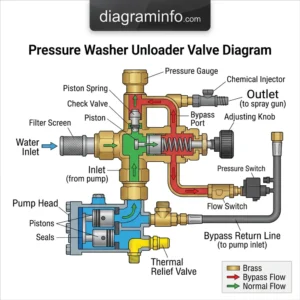 pressure washer unloader valve diagram diagram with labeled components and explanations