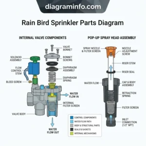 rain bird sprinkler parts diagram diagram with labeled components and explanations