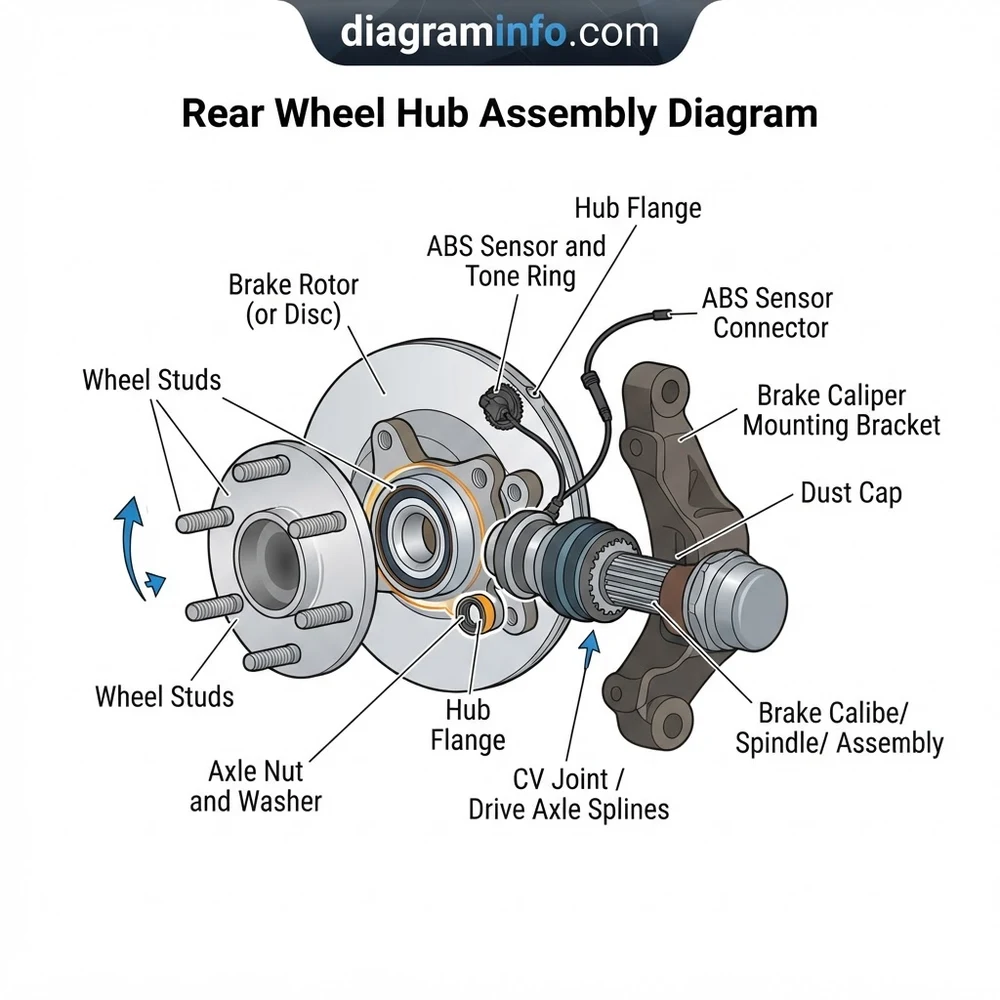 rear wheel hub assembly diagram diagram with labeled components and explanations