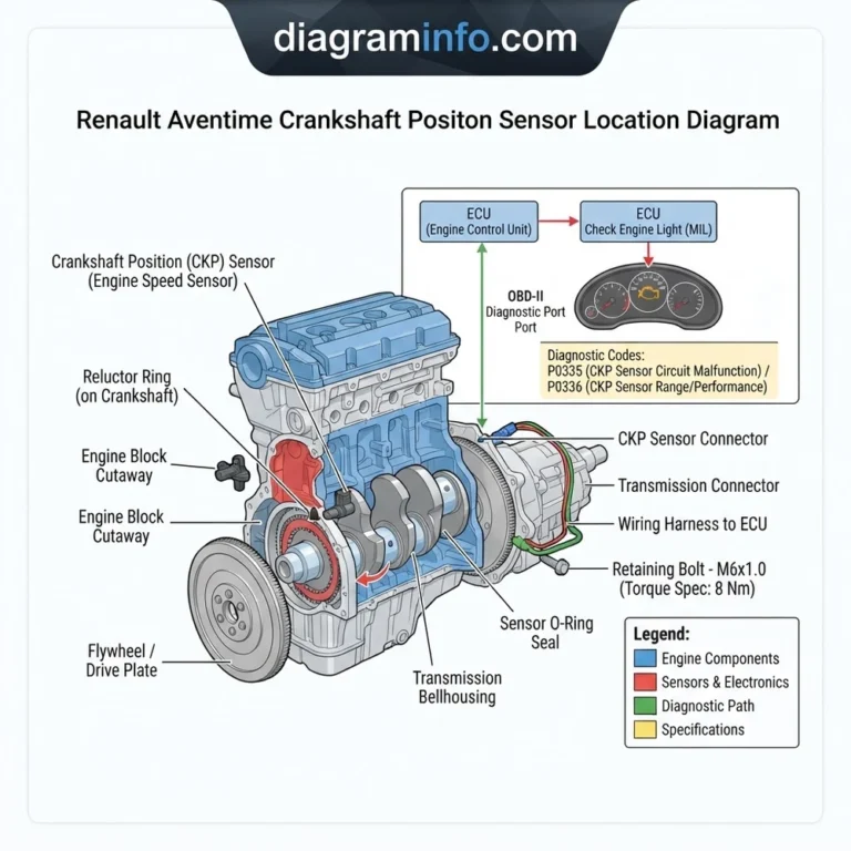 renault aventime crankshaft positon sensor location diagram diagram with labeled components and explanations