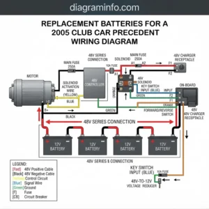 replacement batteries for a 2005 club car precedent wiring diagram diagram with labeled components and explanations