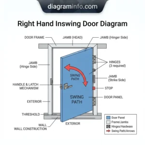 right hand inswing door diagram diagram with labeled components and explanations