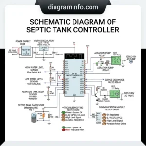 schematic diagram of septic tank diagram with labeled components and explanations