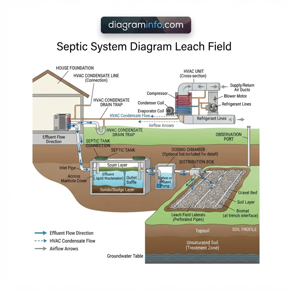 septic system diagram leach field diagram with labeled components and explanations