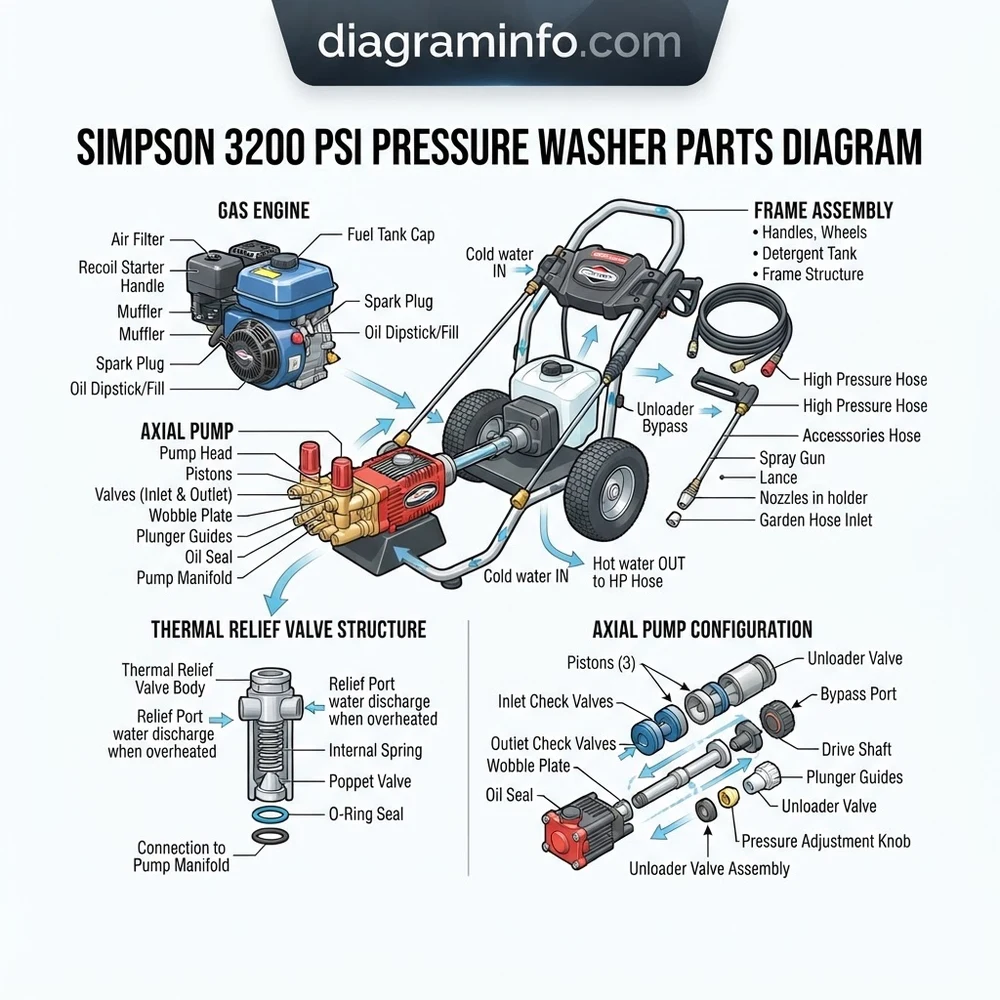 simpson 3200 psi pressure washer parts diagram diagram with labeled components and explanations