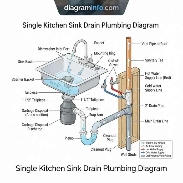 single kitchen sink drain plumbing diagram diagram with labeled components and explanations