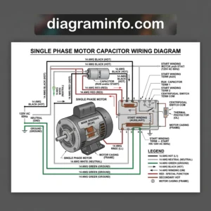 single phase motor capacitor wiring diagram diagram with labeled components and explanations