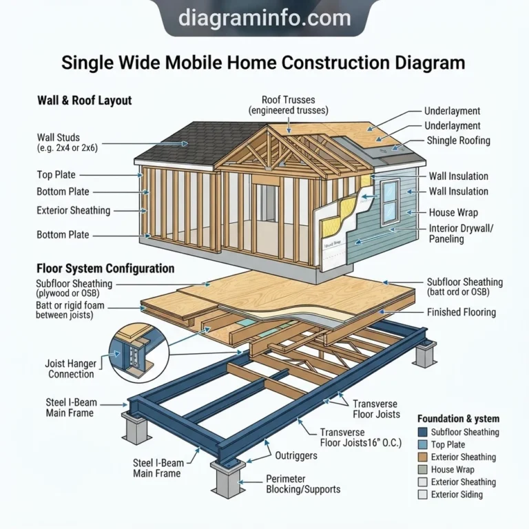 single wide mobile home construction diagram diagram with labeled components and explanations