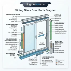 sliding glass door parts diagram diagram with labeled components and explanations
