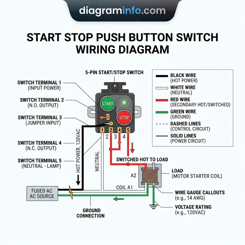 5-Pin Start Stop Push Button Switch Wiring Diagram: 2026 Setup