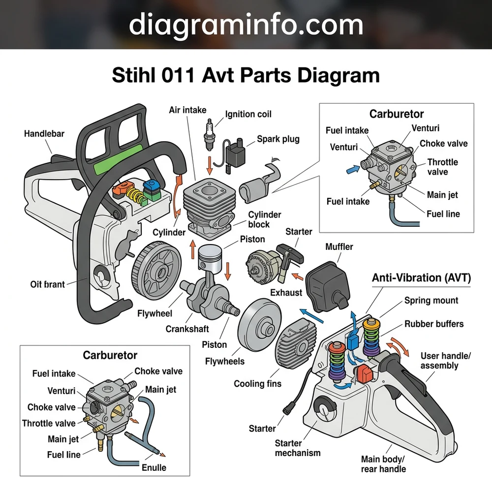 stihl 011 avt parts diagram diagram with labeled components and explanations