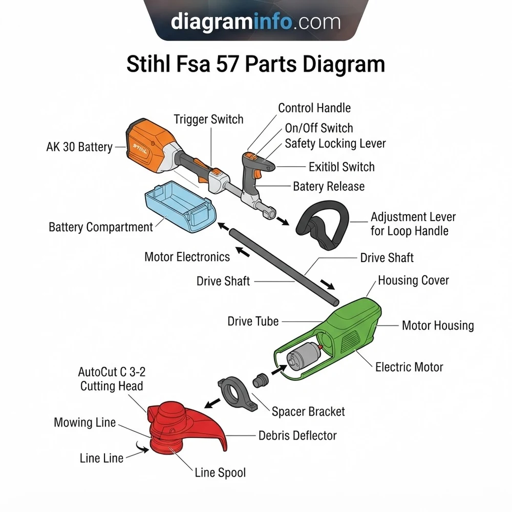 stihl fsa 57 parts diagram diagram with labeled components and explanations