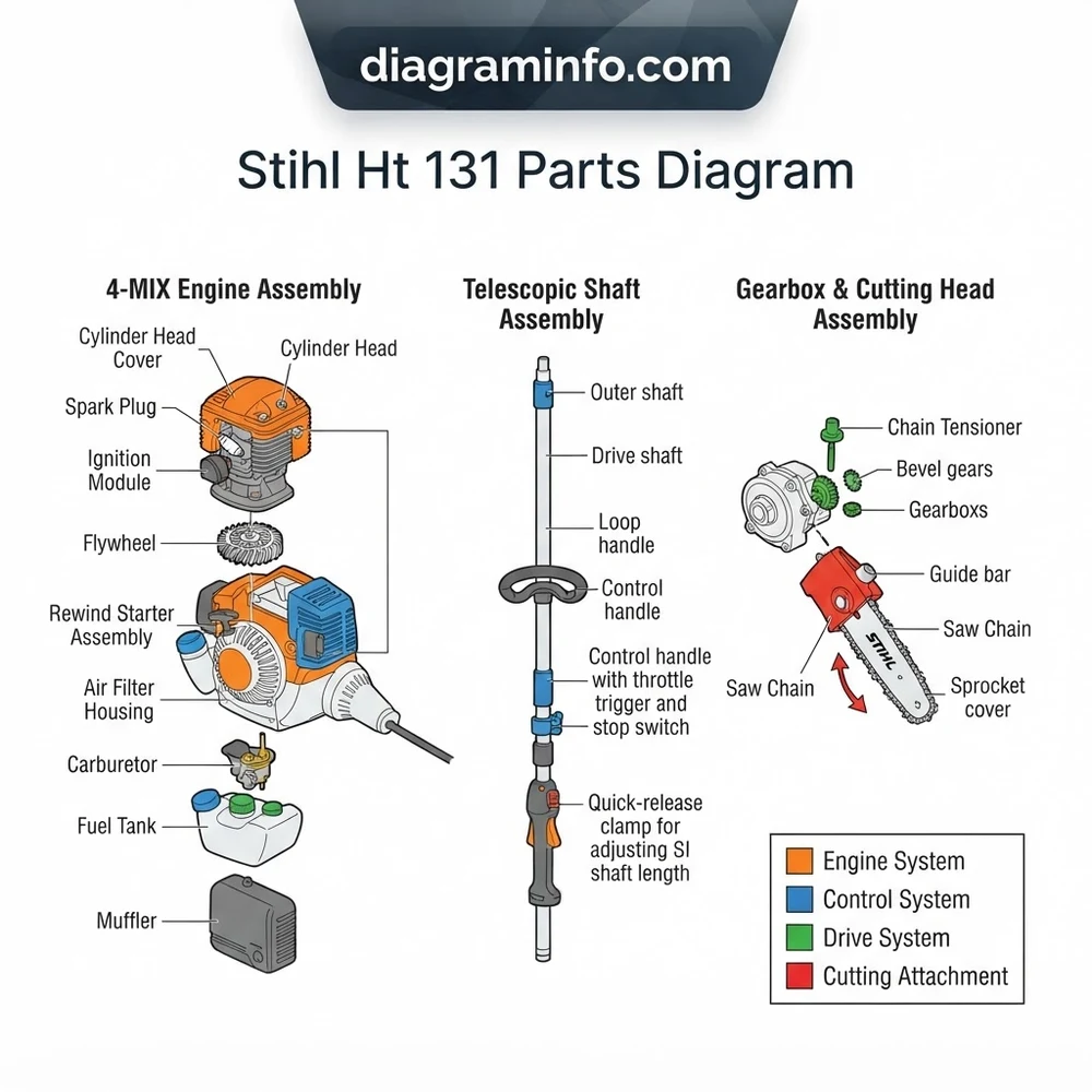 stihl ht 131 parts diagram diagram with labeled components and explanations
