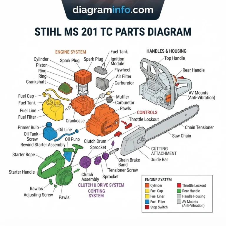 stihl ms 201 tc parts diagram diagram with labeled components and explanations