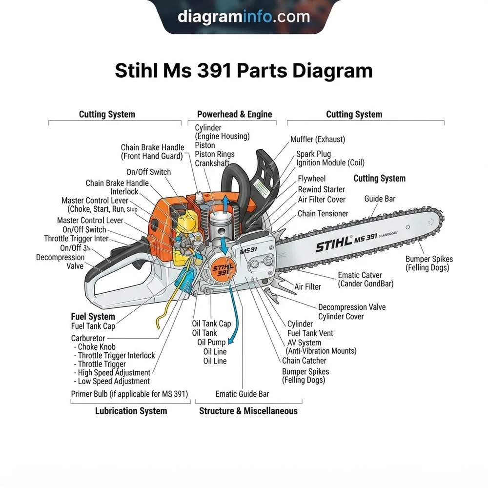 stihl ms 391 parts diagram diagram with labeled components and explanations
