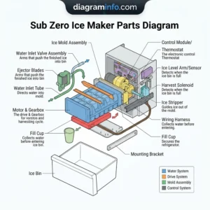 sub zero ice maker parts diagram diagram with labeled components and explanations