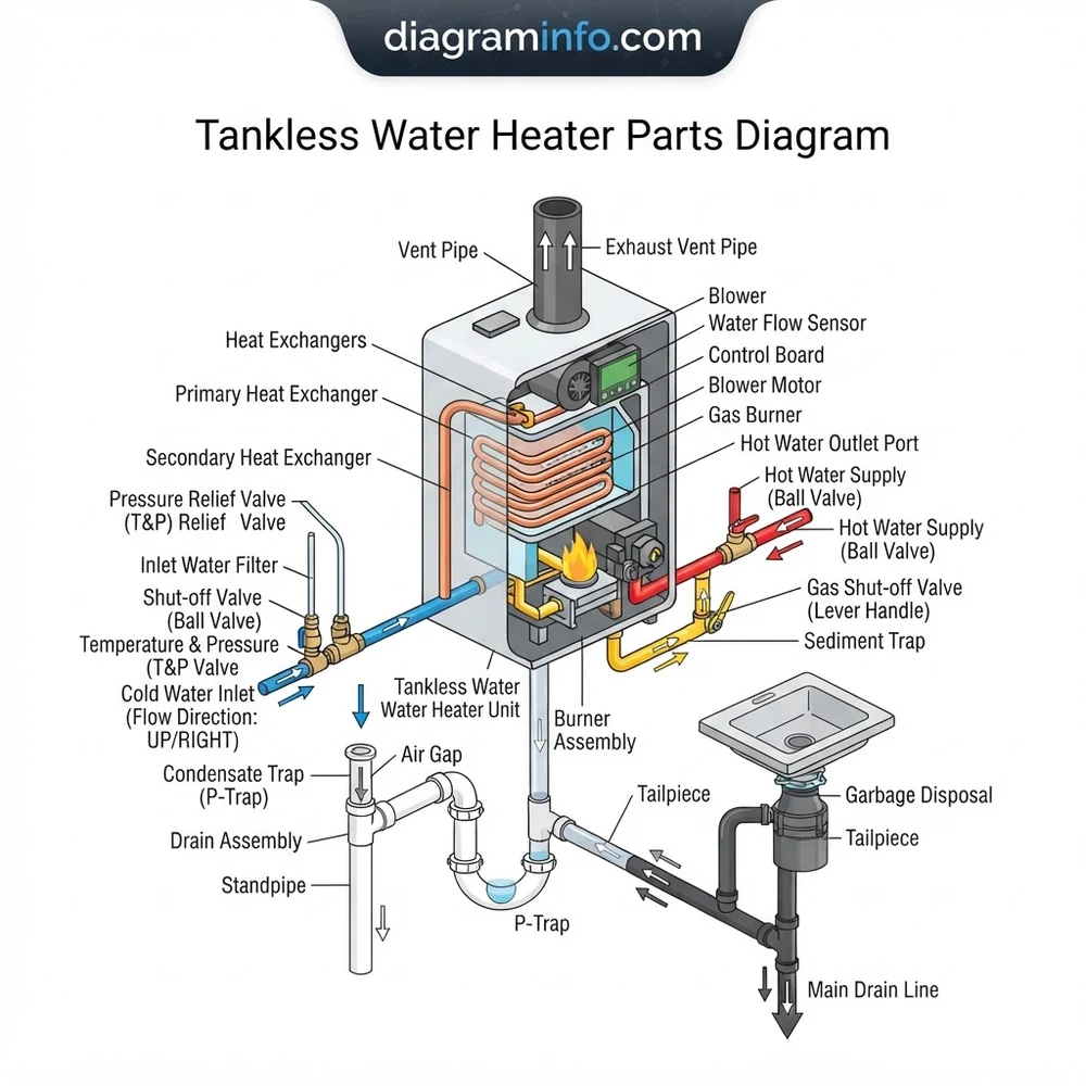 tankless water heater parts diagram diagram with labeled components and explanations