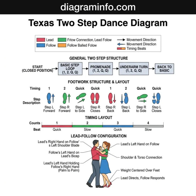 texas two step dance diagram diagram with labeled components and explanations