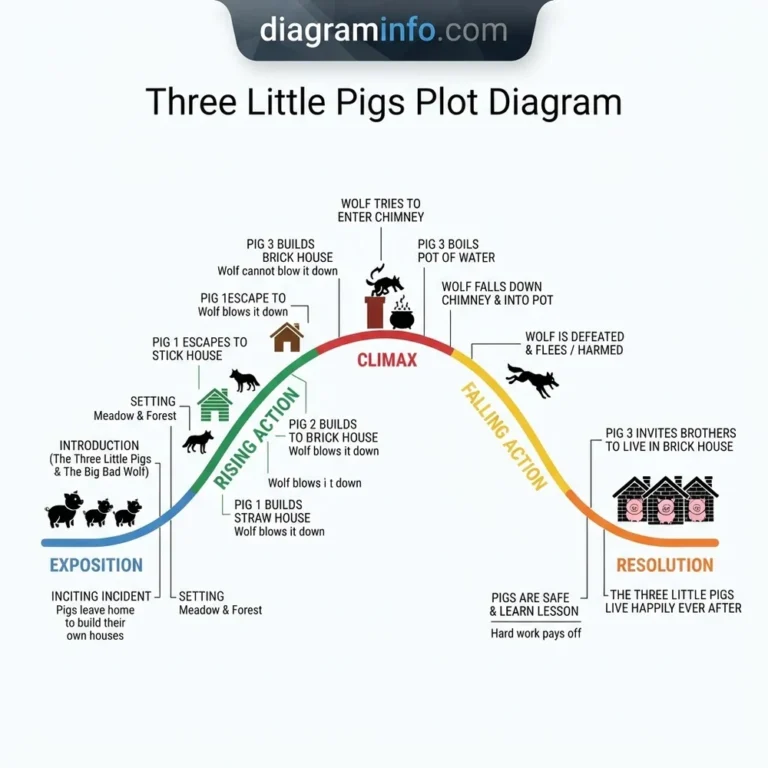 three little pigs plot diagram diagram with labeled components and explanations