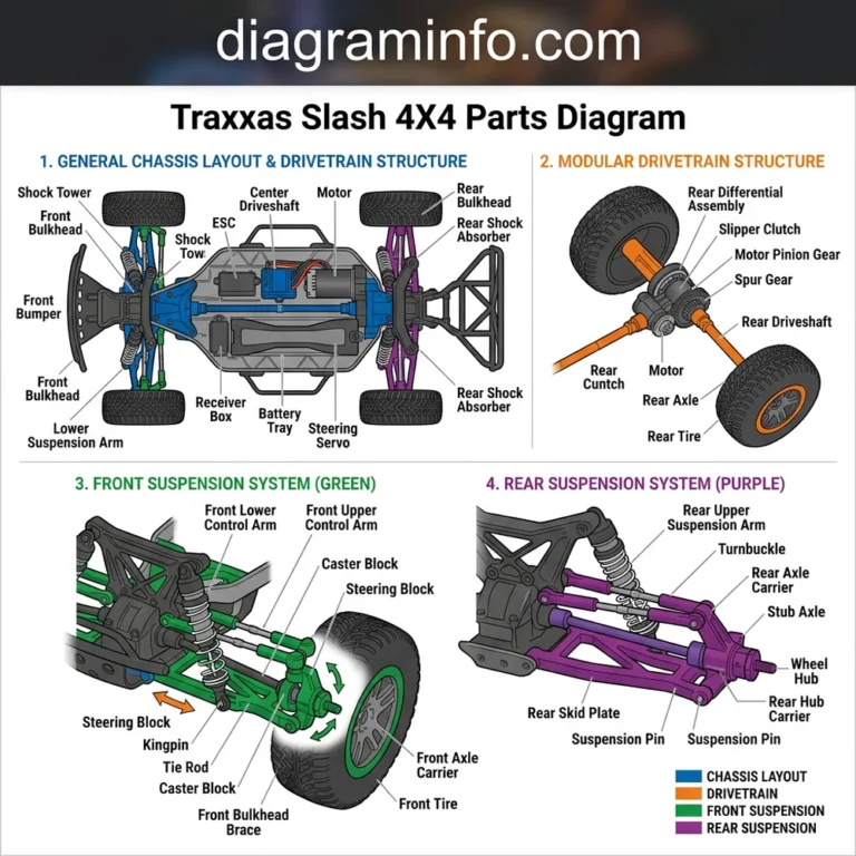 traxxas slash 4x4 parts diagram diagram with labeled components and explanations