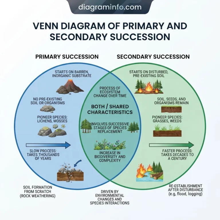 venn diagram of primary and secondary succession diagram with labeled components and explanations