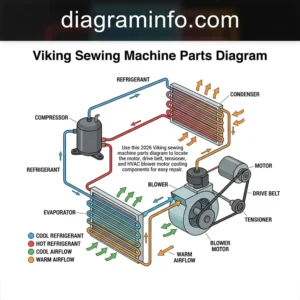 viking sewing machine parts diagram diagram with labeled components and explanations