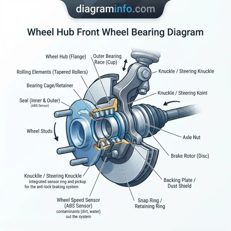 wheel hub front wheel bearing diagram diagram with labeled components and explanations