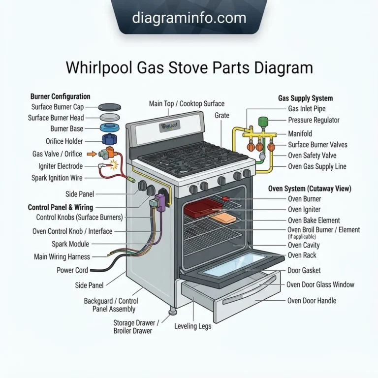 whirlpool gas stove parts diagram diagram with labeled components and explanations