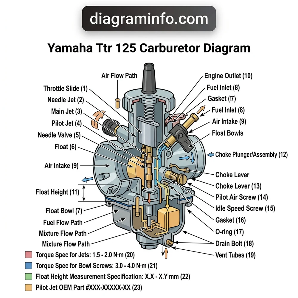 yamaha ttr 125 carburetor diagram diagram with labeled components and explanations